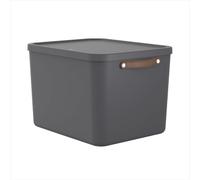Rotho Maloja - Cajas de almacenaje con tapa (55 L), color gris