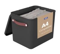 Rotho MyPaper Archive Cajas Almacenaje Plástico para Documentos Negras | Cajas organizadoras, cajas de almacenamiento para documentos, tapa segura, asa ergonómica, plástico PP negro para oficina