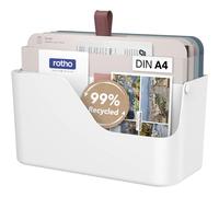 Rotho MyPaper Cajas Almacenaje Plástico para Documentos con Asa Blanco/Rojo | Cajas Organizadoras, 4 compartimentos para correo y documentos, asa integrada, diseño moderno para uso en oficina y hogar