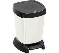 Rotho Paso Cubo de basura 6l para el baño con pedal y tapa, Plástico (PP) sin BPA, platametálica..., 6l (23.4 x 21.9 x 29.2 cm)