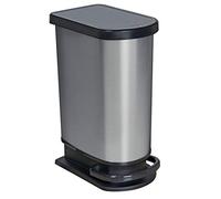 Rotho Paso Cubo de Basura con Pedal y Tapa, Gris (Carbono), 50 l (44.0 x 29.0 x 67.0 cm)