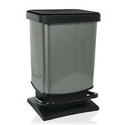 Rotho Paso, Cubo de basura de 20l con pedal y tapa, Plástico PP sin BPA, carbono metálico, 20l 29.3 x 26.6 x 45.7 cm