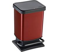 Rotho Paso, Cubo de basura de 20l con tapa a prueba de olores, Plástico PP sin BPA, rojo metálico, 20l 29.3 x 26.6 x 45.7 cm