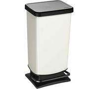 Rotho Paso, Cubo de basura de 40l con pedal y tapa, Plástico PP sin BPA, blanco metálico, 40l 35.3 x 29.5 x 67.6 cm