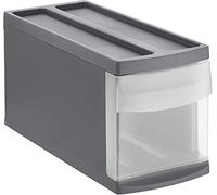 Rotho Systemix Cajón 1 cajón, Plástico (PP) sin BPA, antracita/transparente, S (39.5 x 17.0 x 20.3 cm)