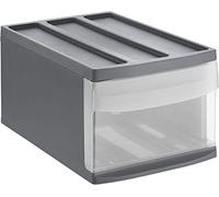 Rotho Systemix - Cajón 1 Cajón, Plástico (PP) sin BPA, Gris Antracita/Transparente, M (39.5 x 25.5 x 20.3 cm)