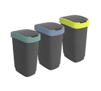 Rotho twist 3 x 25 l set di 3 cestini per raccolta differenziata coper