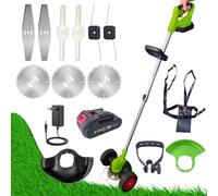 ROTORAZER 8 IN 1 Desbrozadora Electrica, 2 Baterías 21V, Cortabordes, Podadora, Corta cesped, Varios Accesorios, Cabezal pivotante 90º (Mower+1Bat+Harness)