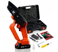 ROTORAZER Mini Motosierra Eléctrica Mini Chainsaw, 21V Motosierra Portátil Inalámbrica, Batería y Cargador