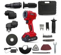 Rotorazer Multi System 10 en 1 - Multiherramienta Inalámbrica 20V: Taladro Percutor, Sierra de Calar, Amoladora, Lijadora y Oscilante | Kit Completo con Maletín y Batería 1500mAh