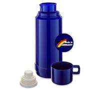 ROTPUNKT Botella térmica 60 Jesper de 1,0 l, cierre de rosca de dos funciones, sin BPA, para beber saludable, fabricada en Alemania, mantiene el calor y el frío, con inserto de cristal, color azul