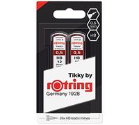 Rotring (1904836) Recambios de minas HB Hi-Polymer para portaminas finos, de 0,50 mm, 2 x 12 minas