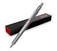 rOtring 600 Bolígrafo de gel | 0,55 mm | Tinta negra | Cuerpo metalizado plateado | Agarre estriado antideslizante y cuerpo hexagonal | Recargable