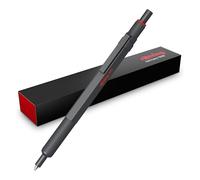 rOtring Bolígrafo 600 – Punta media, tinta negra, cuerpo metalizado piedra oscura, recargable