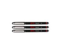 rOtring Bolígrafo roller | Punta de aguja (0.5 mm) para escritura precisa | Tinta negra | 3 unidades