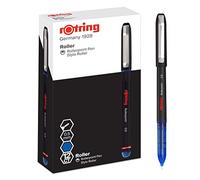 rOtring bolígrafo roller | punta de aguja (0,5 mm) para una escritura precisa | tinta azul | 12 unidades