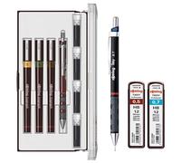 rOtring Isograph S0699320 Junior - Juego de 3 bolígrafos técnicos | 0,20 mm, 0,30 mm, 0,50 mm | Set con lápiz de 0,7 mm y 0,5 mm HB, recambios HB de 0,7 mm