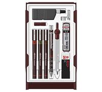 rOtring Isograph Set Maestro de Rotuladores Técnicos | 3 Fineliners (0,10 mm0,30 mm0,50 mm)Portaminas (0,5 mm)Compás y Accesorios | Set de 10 piezas en estuche