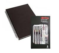 rOtring Isograph Technical Pen Master Set S0699420-3 Fineliners (0,10 mm, 0,30 mm, 0,50 mm), portaminas (0,5 mm), brújula y accesorios, juego de 10 piezas en estuche | con cuaderno