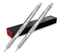 rOtring Juego de 600 bolígrafos retráctiles y portaminas con grabado, juego de escritura de metal premium, personalizado, regalo para oficina, estudio y tecnología (plata)