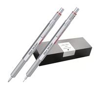 rOtring Juego de 600 bolígrafos retráctiles y portaminas con grabado, juego de escritura de metal premium, personalizado, con estuche de regalo para oficina, estudio y tecnología (plata)