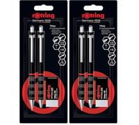 Rotring Juego de portaminas y bolígrafo y borrador Tikky | Mina HB0,5 mm | Punta media | Cuerpo negro | Ligero con empuñadura de goma (Paquete de 2)