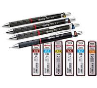 rOtring Tikky 801310 - Portaminas (barril negro, juego de 3 piezas, 4 piezas, minas, mezcla)
