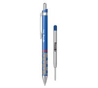 rOtring Tikky - Bolígrafo ligero con agarre de goma, barril azul, juego de recambios de bolígrafo Tikky Jumbo, tinta azul