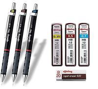 rOtring Tikky - Juego de 3 recambios HB + goma de borrar B20 (0,35, 0,5 y 0,7 mm, 3 botes de recambio