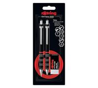 rOtring Tikky Juego de portaminas y bolígrafo y borrador | Mina HB0,5 mm | Punta media | Cuerpo negro | Ligero con empuñadura de goma