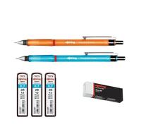 rOtring Visuclick - Juego de portaminas | Recambios de 0,7 mm | mina 2B | Barril naranja y azul vivo