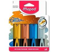 Maped Subrayadores Glitter Metal 742000 – Punta biselada 1-5 mm – 4 piezas Oro, Bronce, Azul y Plata