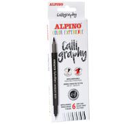 Alpino Color Experience 6 Rotuladores Negros y Grises para Caligrafía y Lettering | Set de Caligrafía | Rotuladores Doble punta Fina y Punta Pincel