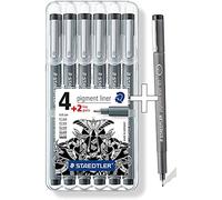 Rotulador de punta fina Staedtler 308 SB6P Pigment Liner, 4 unidades y 2 unidades de regalo, en caja