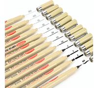 Rotulador de tinta de micrón con delineador de pigmento de 12 puntas para dibujo de Manga, aguja para bocetos, bolígrafo con gancho, juego de papelería para bocetos, suministros de arte 3Pcs set 08