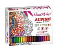 ROTULADOR DOBLE PUNTA FINA + PUNTA DE PINCEL ALPINO COLOR EXPERIENCE DUAL ARTIST 12 O 36 UNIDADES