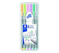 Rotulador fibra staedtler 334 triplus fineliner pastel estuche de 6 (