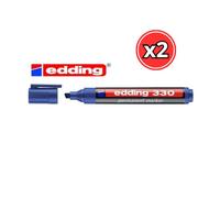 ROTULADOR PERMANENTE EDDING 330 AZUL, NEGRO, ROJO Y VERDE PUNTA BISELADA - PACK DE 2 UNIDADES Blue