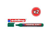 ROTULADOR PERMANENTE EDDING 330 AZUL, NEGRO, ROJO Y VERDE PUNTA BISELADA - PACK DE 2 UNIDADES Green
