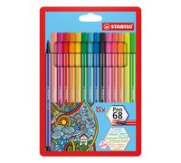 STABILO Rotuladores Pen 68 Estuche 15 colores surtidos (5 neón) Punta M