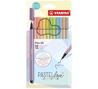 Rotulador premium STABILO Pen 68 - Set PASTELlove - Estuche con 12 colores pastel