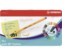 STABILO Rotulador metálico Point 88 – Surtido multicolor 50 unidades para niños