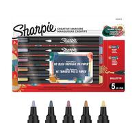 Sharpie Rotuladores acrílicos creativos con punta redonda – base agua, tonos cálidos, 5 unidades
