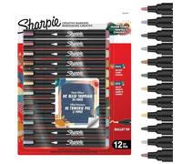 Rotuladores acrílicos creativos de Sharpie | Marcadores con punta redonda base agua | Escribe en la mayoría de superficies | Materiales de arte y manualidades | Tonos cálidos | 12 unidades