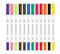 Rotuladores acrílicos de doble punta de 12 colores, punta fina + punta de pincel, rotuladores resistentes al agua para cerámica, vidrio, madera, piedras, posca bolígrafos creativos para bricolaje y