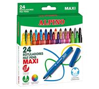 Alpino Pack de 24 maxi rotuladores gruesos – punta de 6 mm – superlavab