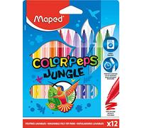 Maped Rotuladores para niños Color'Peps Jungle, punta gruesa, tinta lavable, set 12