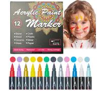 Rotuladores de dibujo corporal, colección Washable Skin Pen Collection, 12 paquetes, suministros para colorear fáciles de limpiar, diversión para la actividad de arte corporal para amigos, familia