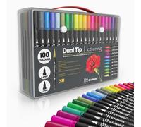 Rotuladores de Lettering |100 Colores Profesionales | Doble Punta Pincel | Base de Agua | Maletin de Rotuladores de Arte Lettering | Mandalas | Bullet Journal | Marcadores Marca EL FUTBOLIN