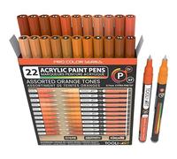 Rotuladores de pintura acrílica, 22 tonos naranjas, surtido de la serie Pro Color, juego de marcadores de 0,7 mm, punta extrafina para pintura de roca, vidrio, tazas, madera, metal, lienzo, proyectos